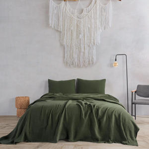Plaid King Size 100% Coton Biologique Léger et Respirant, <span class=keywords><strong>Couverture</strong></span> de Lit en Mousseline 4 Couches, <span class=keywords><strong>Couverture</strong></span> en Gaze - Product Image 1