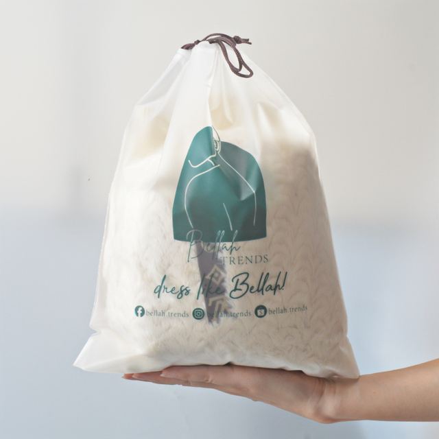 Customizable Plastic Drawstring Bag Popular Frosted Gift Drawstring Poly Bag Printed Waterproof Eva Matte Drawstring Bag logo