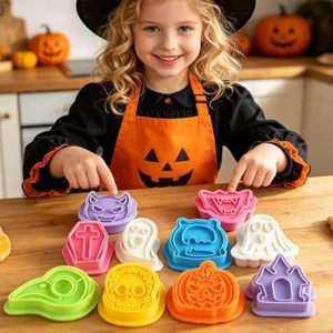 BPA-Free Halloween Sandwich Cookie Cutters Shapes <strong>Spooky</strong> Cross Coffin Castle Pumpkin Devil Ghost Cookie Molds for Baking DIY - Product Image 6