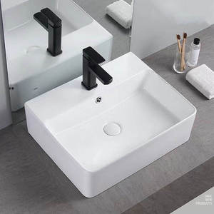 Oferta Destacada: Lavabos Modernos de Cerámica Rectangulares para Encimera, con un Solo Agujero, Fáciles de Limpiar, 1 Año de Garantía para Baño - Product Image 2