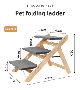 Rampa/Peldaño Plegable 2 en 1 para Perros y Gatos, de Madera Maciza, Diseño Moderno, Tela Antideslizante, Accesorio Portátil para Mascotas para Exteriores, para Sofá/Cama - Product Image 5