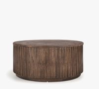 Table basse ronde moderne en bois massif avec structure en acier, facile à nettoyer, meubles de salon