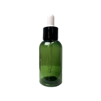 Flacon de bouteille PET en plastique à vis d'huile essentielle cosmétique verte de 45ml avec bouchon compte-gouttes en plastique