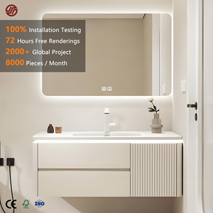 Mueble de Baño Estilo Crema GINO con Lavabo Integrado de Cerámica, Combinación de Mueble y Lavabo - Product Image 1