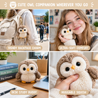 Porte-clés hibou en peluche 10 cm, figurine d'oiseau réaliste, jouet animal doux et mignon, breloque pour sac à dos et clés de voiture, cadeau pour enfants, pour machine à griffes
