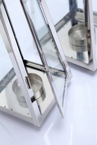 Set di Lanterne <span class=keywords><strong>in</strong></span> Acciaio Inox e <span class=keywords><strong>Vetro</strong></span> per Festival, Matrimoni e Campeggio, <span class=keywords><strong>Portacandele</strong></span> <span class=keywords><strong>da</strong></span> Tavolo e Sospeso Oro e Argento - Product Image 5