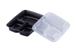 Contenitore rettangolare in PP da 33oz a 3 scomparti serie Jf con coperchio a clip, adatto al microonde, per viaggi e conservazione in frigorifero - Product Image 1