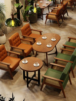 Ensemble table et chaises vintage Quifeng pour café, salon de thé, pâtisserie, hôtel, espace de repos, réception, négociation, canapé en cuir