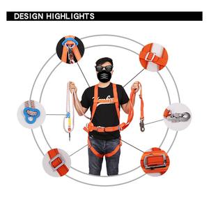 全身5点保護のオールラウンド安全帯、二重保険の落下防止電気工事士用安全ロープ - Product Image 6