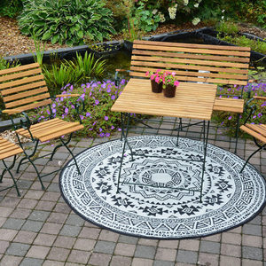 Esschert Vente en gros Tapis d'extérieur tissé-Tapis de jardin rond asti blanc/sable/anth, Tapis d'extérieur réversible en plastique avec paille Tapis de patio - Product Image 1