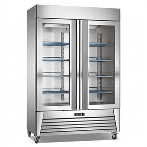 <span class=keywords><strong>Réfrigérateur</strong></span>-congélateur à porte vitrée, à température unique, à refroidissement par air, avec contrôle numérique de la température, équipement de cuisine - Product Image 1
