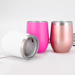 Bicchiere Termico Promozionale da 12oz a Forma di Uovo, Senza Stelo, Rosa, con Bordo Argentato, per Donne, Personalizzabile con Frasi Motivazionali - Product Image 3