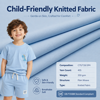 Tela Elástica Ligera de Punto por Trama de Algodón, Spandex y Poliéster de 200 g/m² para Uniformes Escolares al por Mayor