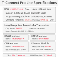 Passerelle IoT industrielle LILYGO T-Connect Pro Lite ESP32-S3 avec LoRa, Ethernet, RS485/RS232/CAN et connectivité multi-protocoles