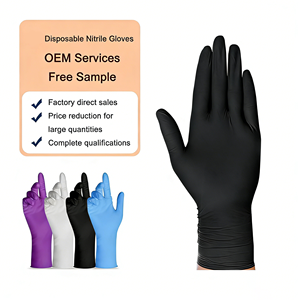Guantes <span class=keywords><strong>de</strong></span> Nitrilo Negros Desechables, Sin Polvo, Sin Látex, Impermeables, Resistentes, para Servicio <span class=keywords><strong>de</strong></span> Alimentos, Limpieza <span class=keywords><strong>Automotriz</strong></span>, OEM - Product Image 1