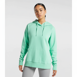 Sweat à capuche uni en molleton doux et respirant pour femmes, vêtements de rue pour femmes, ensemble de sweat à capuche délavé avec dentelle pour femmes, vente en gros sur mesure - Product Image 1