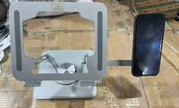 Support pour ordinateur portable avec support pour téléphone, rotation à 360°, inclinaison réglable en hauteur, support de bureau en acier ABS pour tablette, PC, bureau
