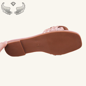 Sandales plates d'été tendance pour femmes, pour une utilisation décontractée en extérieur, avec des strass scintillants et un design léger, sandales pour femmes - Product Image 6