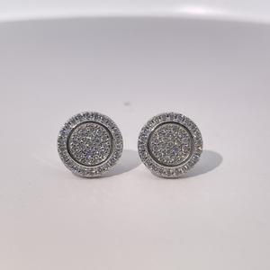 Boucles d'oreilles clous géométriques classiques TIanyu Gems, style vintage, laiton plaqué or, zircon blanc rond pavé - Product Image 4