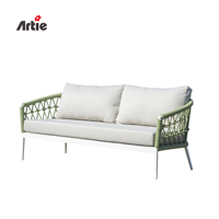 Artie Ensemble de salon d'extérieur résistant aux intempéries Meubles de jardin en corde Canapé d'extérieur moderne Ensemble de meubles de patio en tissu imperméable