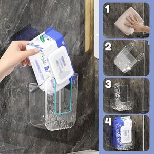 Nouveau support mural 2024 pour lingettes de salle de bain, boîte de rangement rechargeable pour lingettes, distributeur transparent de lingettes en papier - Product Image 5