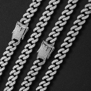 Cadena Hip Hop Iced Out con Dijes de Cristal CZ para Hombre y Mujer, Collares de Cadena Cubana, Gargantilla, Joyería de Oro de 18K - Product Image 6