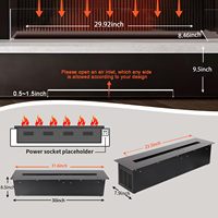 Insert de cheminée électrique à flamme 3D réaliste, contrôle par application à distance, thermostat réglable, écran LCD, encastrable, métal, 31,6 pouces pour