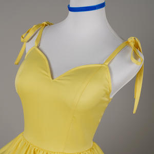 Stile coreano giapponese adorabile Mini vestito giallo abito con fiocco plissettato stile dolce benda abiti da compleanno Slim Fit - Product Image 6