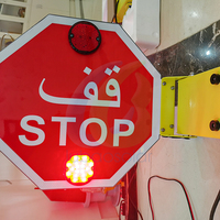 Panneau de signalisation d'arrêt de bus scolaire réfléchissant résistant aux intempéries en aluminium, de -40 à 80 degrés Celsius, avec lumière d'avertissement rouge sonore, 450 mm