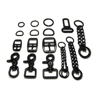 1 pouce en acier inoxydable PVD noir mat déclencheur mousqueton Martingale collier de chien chaîne D anneau quincaillerie ensemble