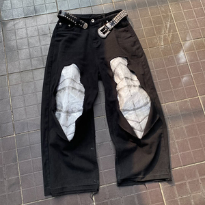 Para DiZNEW 2025, pantalones <span class=keywords><strong>vaqueros</strong></span> de talla grande para <span class=keywords><strong>hombre</strong></span>, diseño único, estilo de retazos lavados en negro con los pantalones <span class=keywords><strong>vaqueros</strong></span> para <span class=keywords><strong>hombre</strong></span> más vendidos - Product Image 3