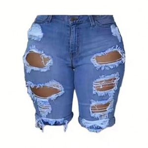 Shorts Vaqueros Rotos de Verano para Mujer, de Cintura Alta, con Recortes, Estilo Urbano, Sexy, para Discoteca, Satinados, Transpirables, Ajustados - Product Image 3