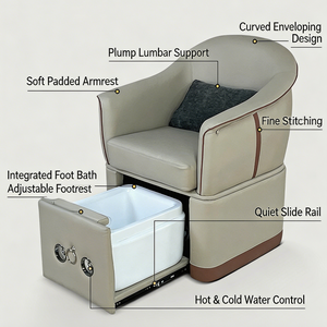 Fauteuil <span class=keywords><strong>de</strong></span> pédicure professionnel avec lavabo en céramique, <span class=keywords><strong>spa</strong></span> pour les pieds à remous, massage électrique inclinable, équipement <span class=keywords><strong>de</strong></span> salon robuste - Product Image 2