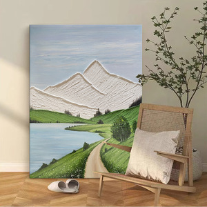 Hand Painted Oil Painting Mountain Landscape <b>Art</b> With Frame For Living Room Entryway Modern Home Decor 100% Handmade - Product Image 2