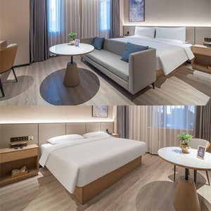 Budget-Friendly Hotel Bedroom Set Custom Cheap Price Single <b>Twin</b> King Queen Size Wood <b>Bed</b> <b>Frame</b> with Headboard and Bedside Table - Product Image 1