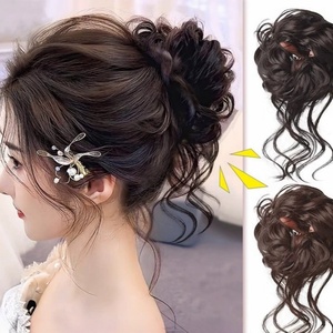 Chignon désordonné synthétique tendance, chignon désordonné pour femmes, chignon bouclé ondulé, chignon en queue de cheval, postiche pour cheveux - Product Image 1