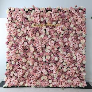 Panel de Pared Floral Enrollable 3D de 8x8 Pies, Flores Artificiales de Seda, Decoración de Boda, Fondo de Pared de Flores de Hierba - Product Image 3
