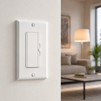Sakelar Dimmer LED 3-Arah 0-10V 120V Satu Kutub Bersertifikasi ETL Bahan PC Geser Preset untuk Lampu Downlight Komersial Terpasang