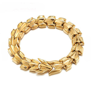 Kingcome-Pulseras de estilo Hip Hop Punk para hombre, amuleto de brazalete con cabeza de dragón, personalidad Retro - Product Image 5
