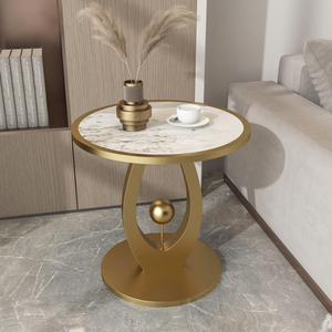 Mesa Auxiliar Moderna de Lujo Minimalista Contemporánea con Estructura de Hierro y Tapa de Piedra Sinterizada - Duradera y Ecológica - Product Image 2