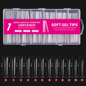 Patchs d'ongles en plastique transparents extra longs, 500 pièces, pleine couverture, XXXL, pré-conçus, personnalisables, pour manucure, forme pointue, style French Water Pipe - Product Image 6