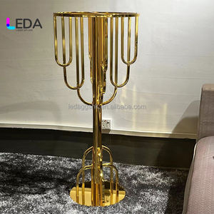 LEDA Nouveauté Support de fleurs haut de gamme en métal doré pour centre de table de mariage - Product Image 3