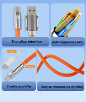 Câble USB type-c à charge rapide 120W avec indicateur LED câble invité en silicone 6A audacieux pour ordinateur Machine et imprimante en alliage de zinc