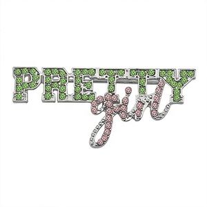 Broches personalizados <span class=keywords><strong>con</strong></span> diseño de aleación de Metal, broches de chica bonita <span class=keywords><strong>con</strong></span> <span class=keywords><strong>palabras</strong></span> en inglés, cristales, rosas, verdes, letras griegas, envío rápido - Product Image 1