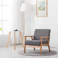 Fauteuil en bois moderne pour salon, chaise longue à dossier large avec coussin en tissu moelleux, siège d'appoint confortable