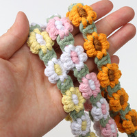 Gantungan Kunci Bunga Daisy Tenun Tangan, Liontin Gelang Bohemian, Rantai Ponsel