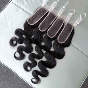 Venta al por mayor de cabello humano virgen brasileño 100% real de 14, 16 y 18 pulgadas, onda natural, cierre HD 2x6, aspecto natural - Product Image 4