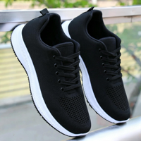 Zapatillas de deporte con cordones y malla de agujeros grandes para hombre, zapatos ligeros y acolchados transpirables para uso diario, para correr al aire libre