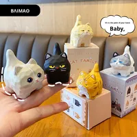 Ornamen Boneka Ragdoll Resin Baimao yang Lucu, Ramah Lingkungan, Ukiran Kayu Modern, Berdiri, Bersuara Meong untuk Dekorasi Rumah dan Meja