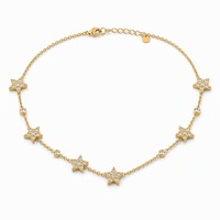 Collier en diamant de laboratoire Better Star, taille brillant rond, or jaune 18 carats, fermoir réglable pour femme